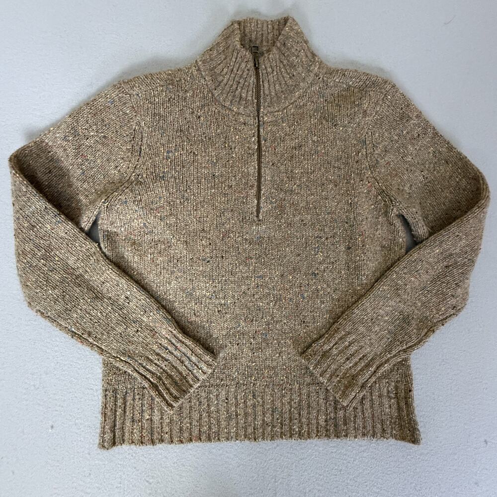 Toad&Co Wilde 1/4 Zip Sweater XS Oatmeal Donegal Wool Speckled Pullover